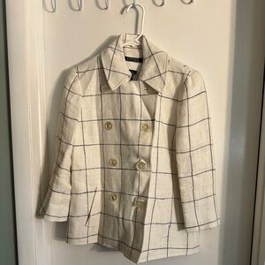 Ralph Lauren Cream Checkered Pea Coat
